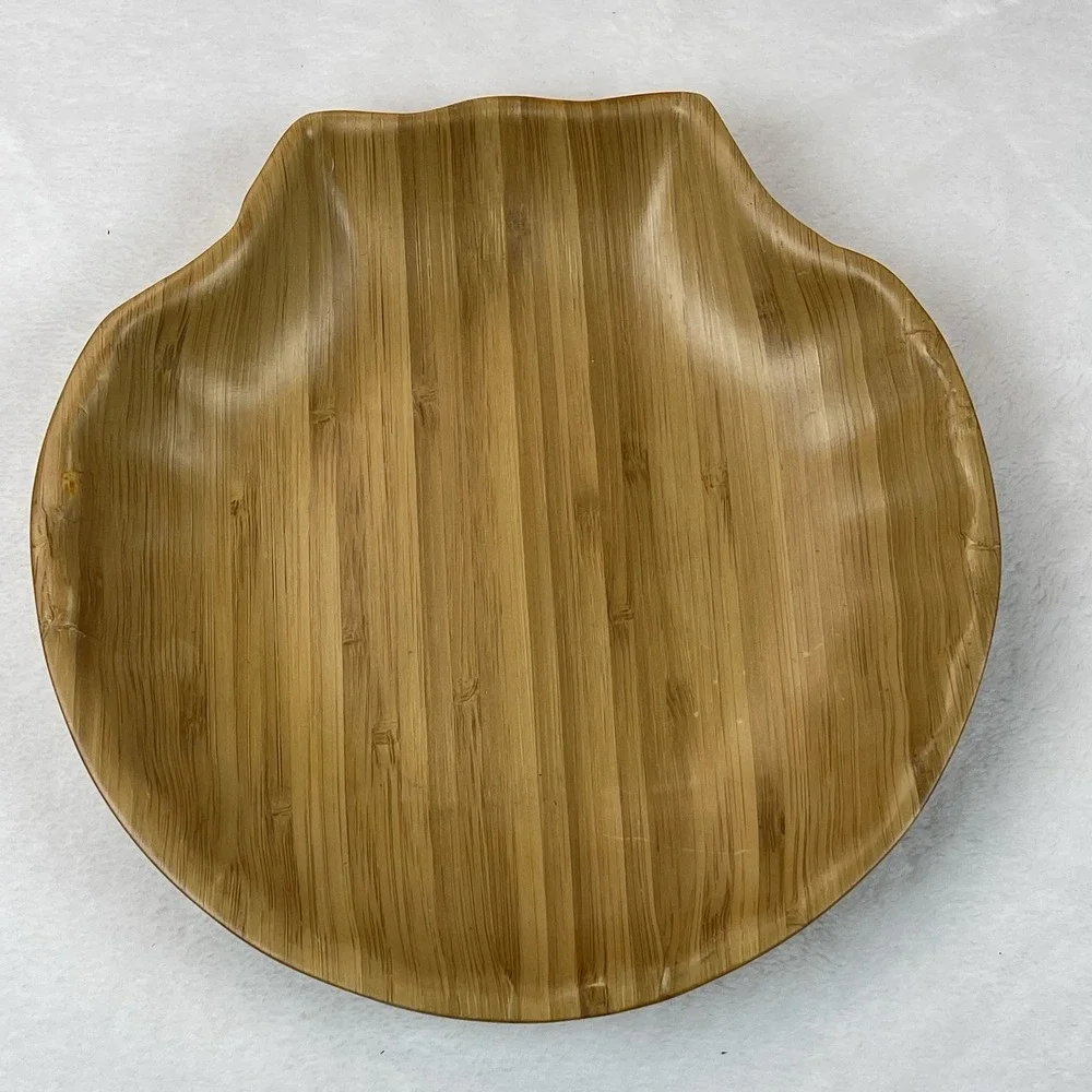 Painted Wood Trinket Bowl & Bamboo Shell Tray Set – Small Decorative Dishes